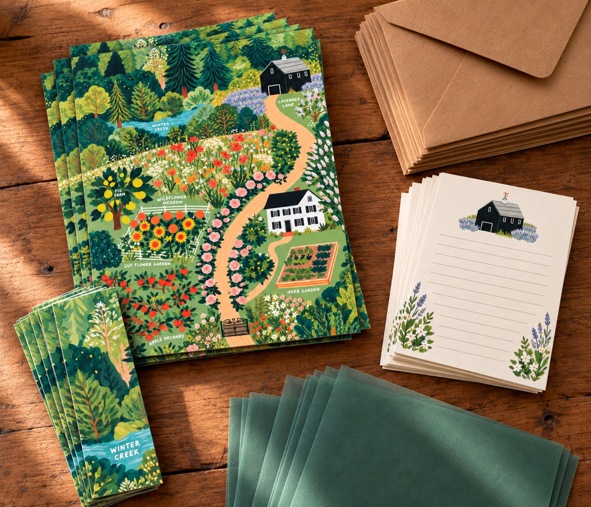 Farm stationery, art prints, bookmarks and envelopes